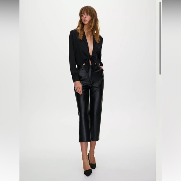 Aritzia Tops - ARITZIA Babaton Ace XXS Silk Satin Tie Bodysuit Long Sleeve Top $100